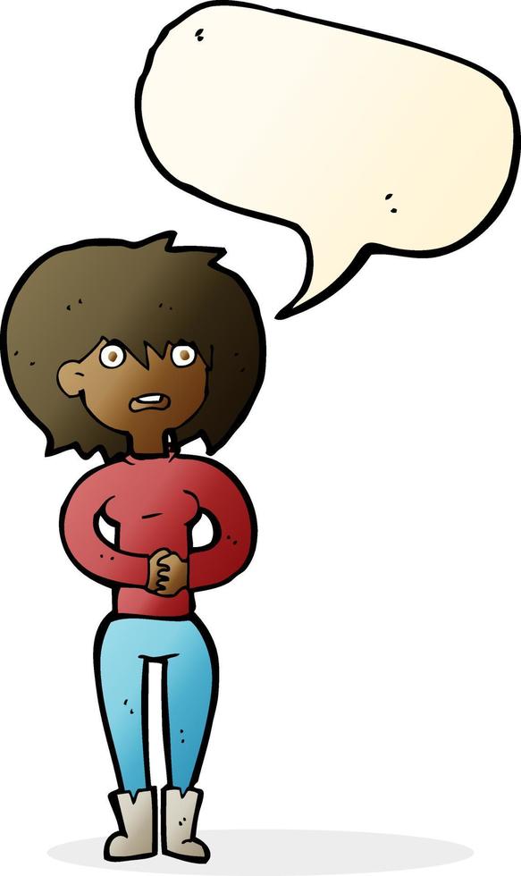 cartoon worried woman with speech bubble vector