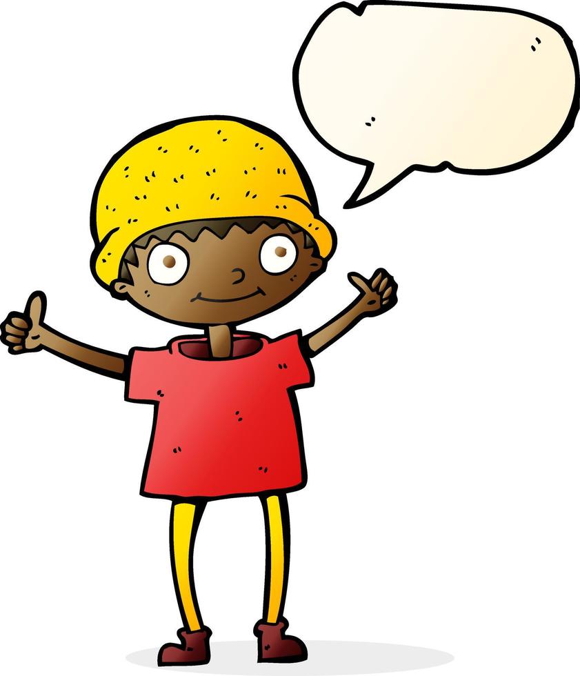 cartoon boy with positive attitude with speech bubble vector