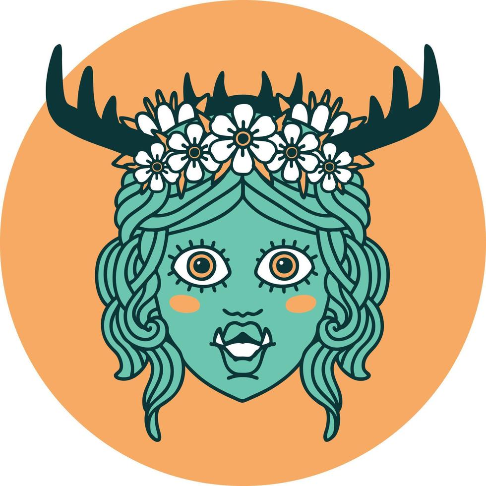 orc druid character face icon vector