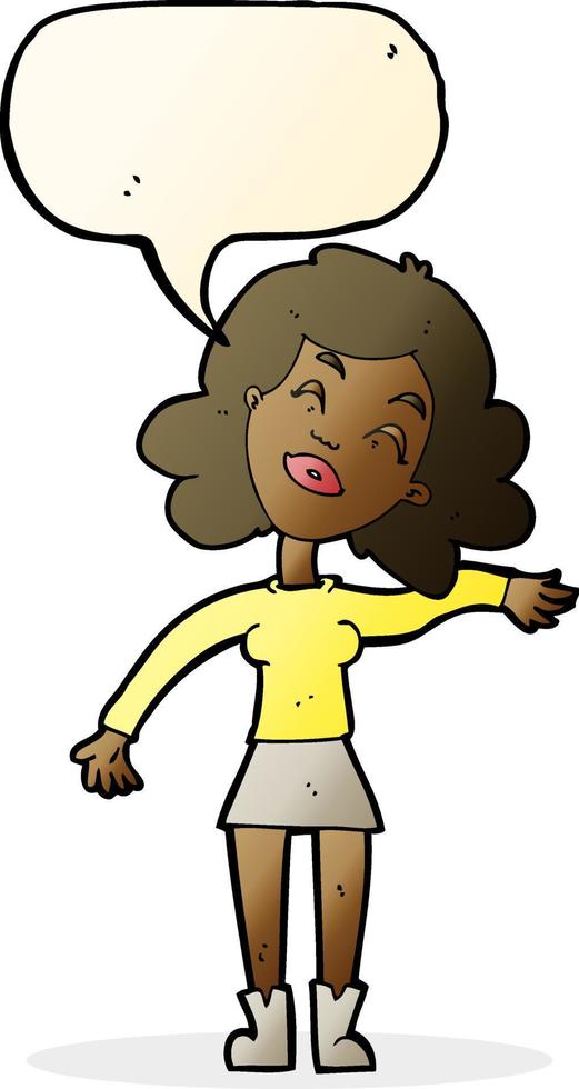 cartoon woman only joking with speech bubble vector