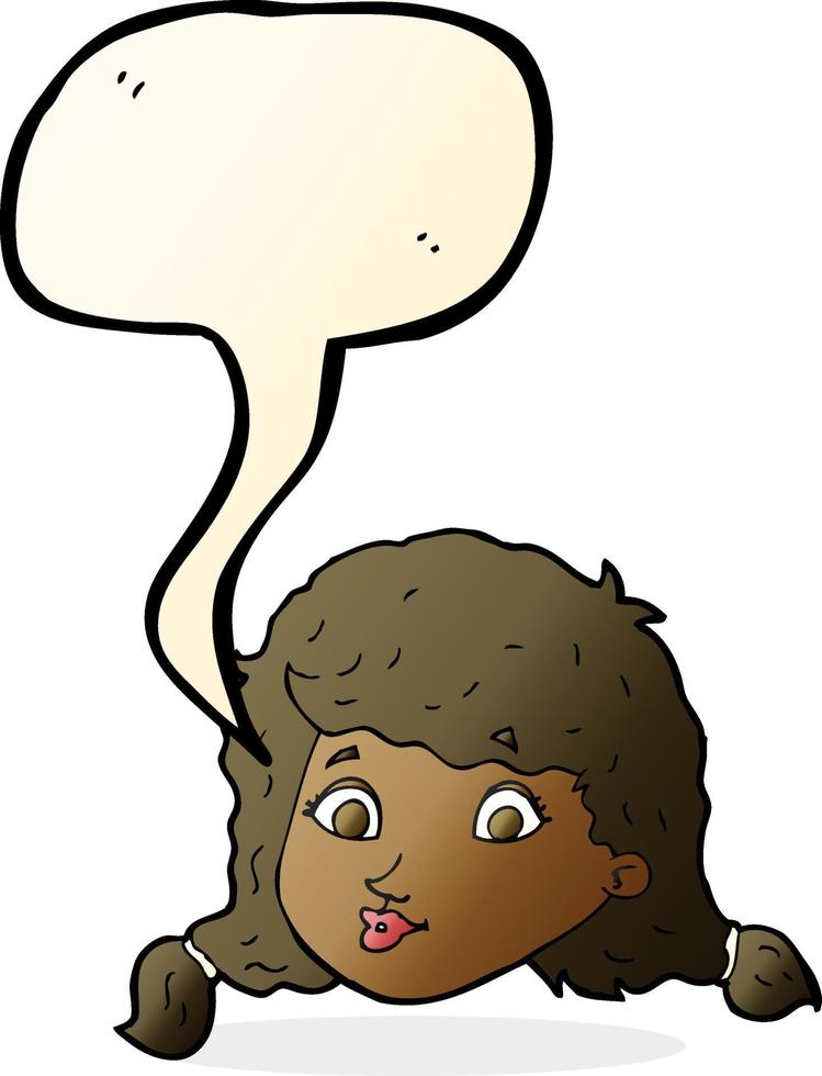 cartoon pretty female face with speech bubble vector