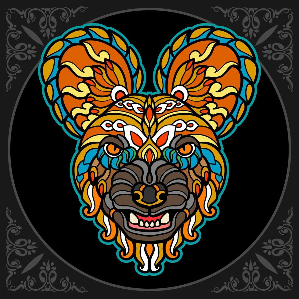 Colorful  hyena head mandala arts isolated on black background vector