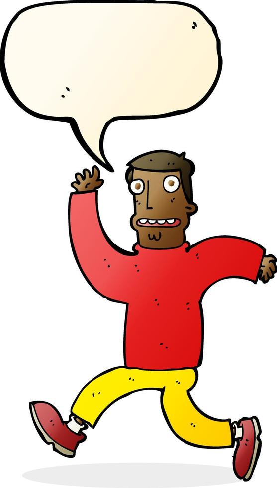 cartoon terrified man with speech bubble vector