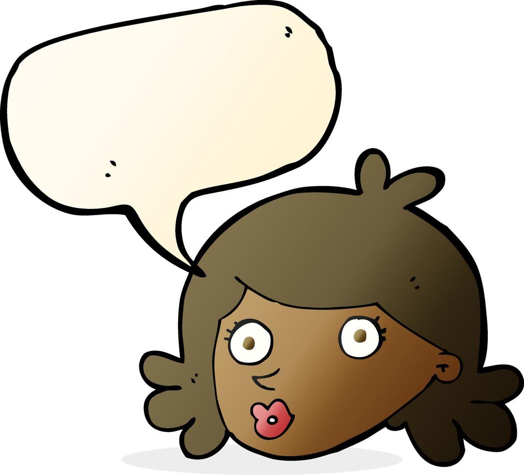 cartoon pretty face with speech bubble vector