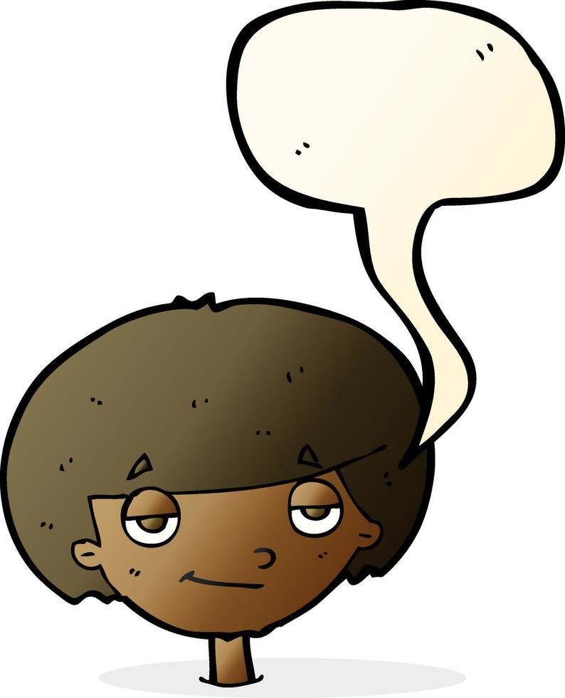 cartoon smug looking boy with speech bubble vector