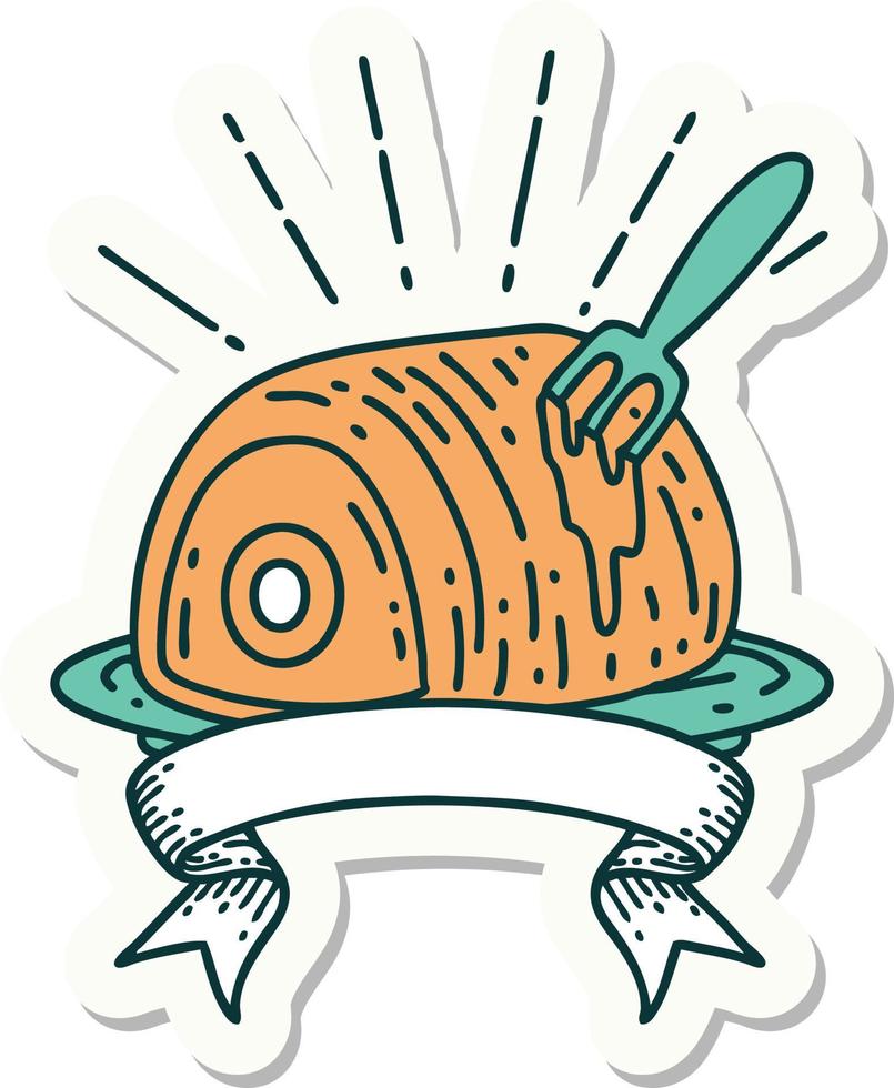 sticker of tattoo style roast beef vector