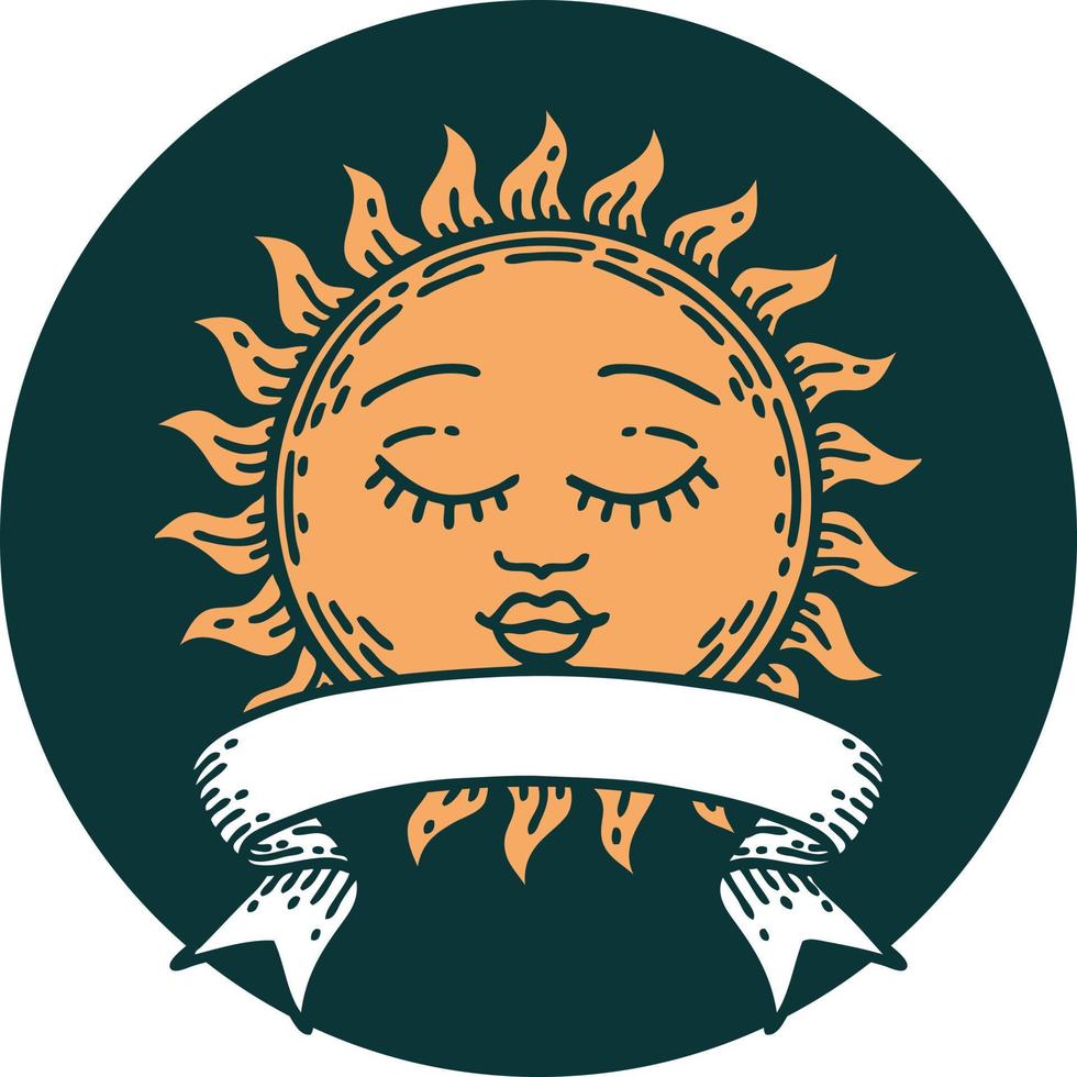 icon with banner of a sun vector