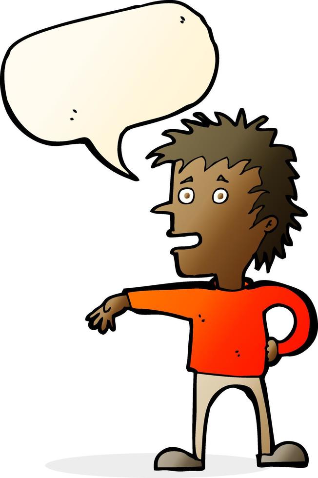 cartoon man making dismissive gesture with speech bubble vector