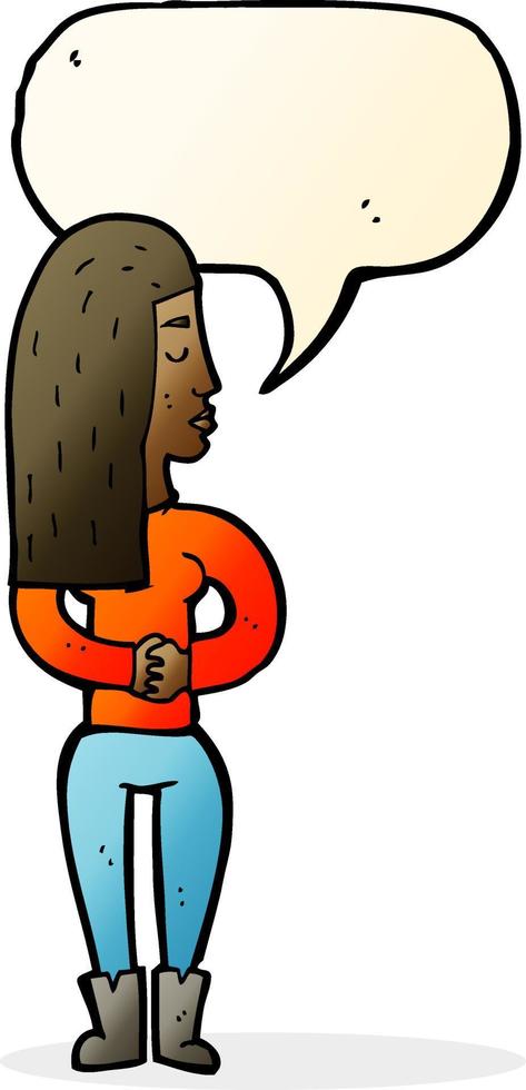 cartoon woman ignoring with speech bubble vector