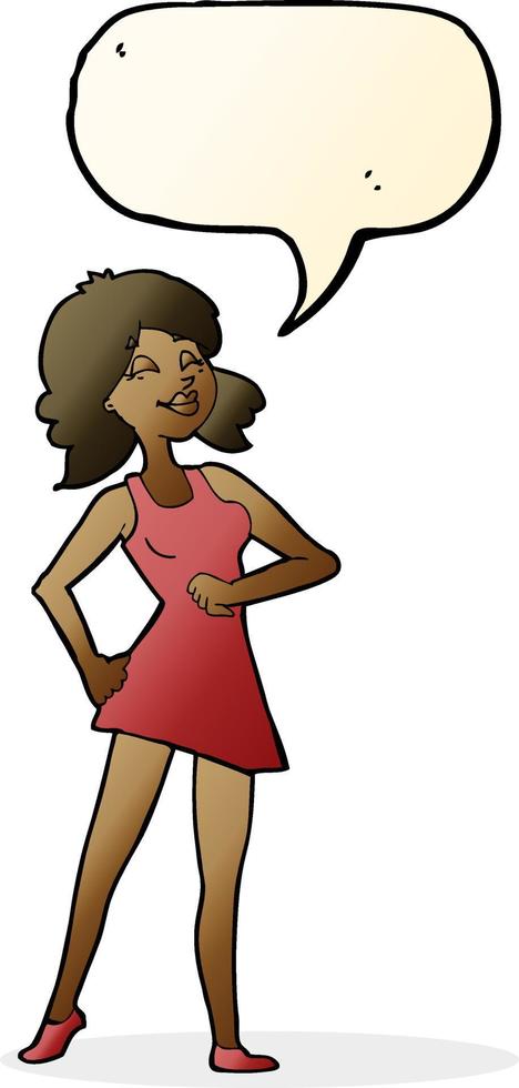 cartoon proud woman with speech bubble vector