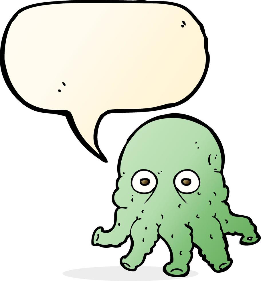 cartoon alien squid face with speech bubble vector