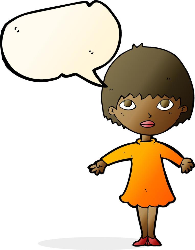 cartoon woman in dress with speech bubble vector