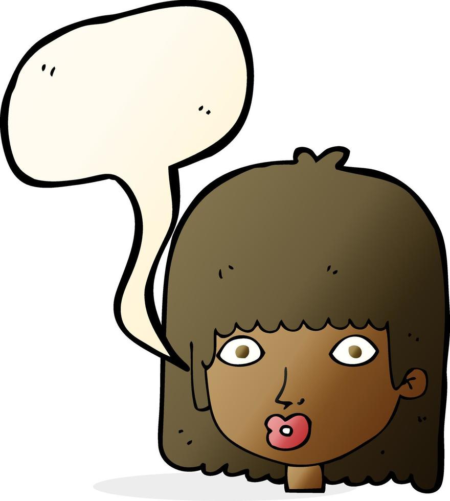 cartoon surprised woman with speech bubble vector