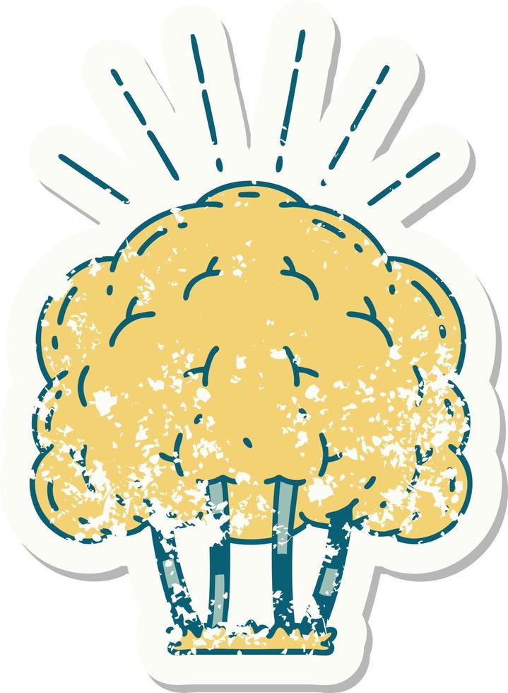 grunge sticker of tattoo style tree vector