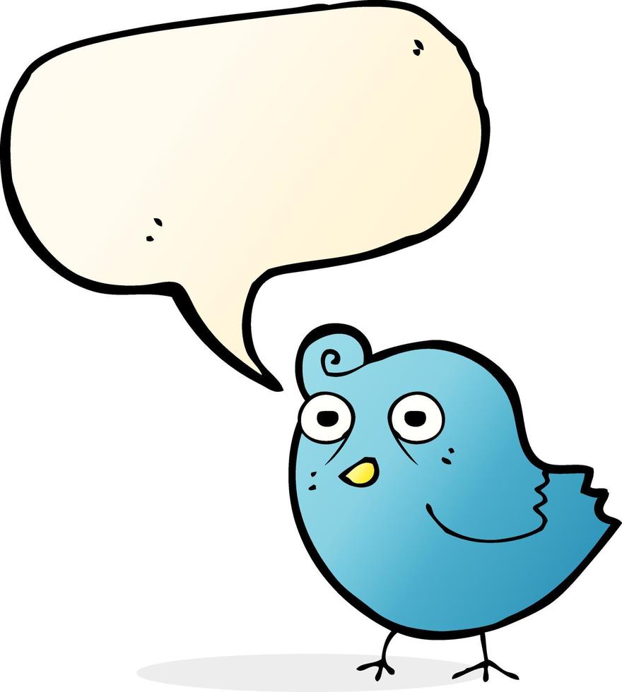 funny cartoon bird with speech bubble vector