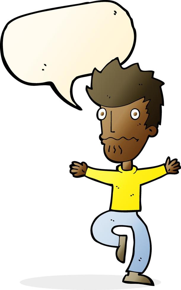 cartoon frightened man with speech bubble vector