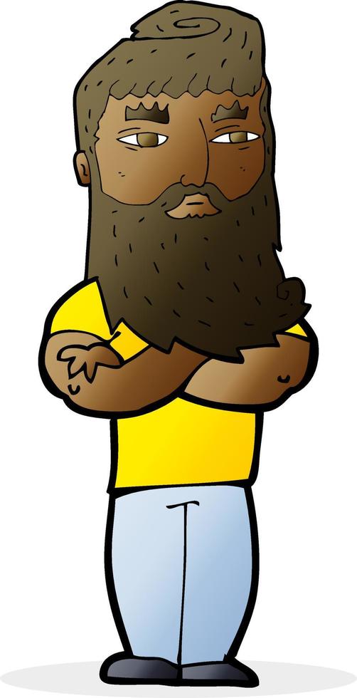 cartoon serious man with beard vector