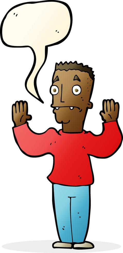 cartoon man surrendering with speech bubble vector