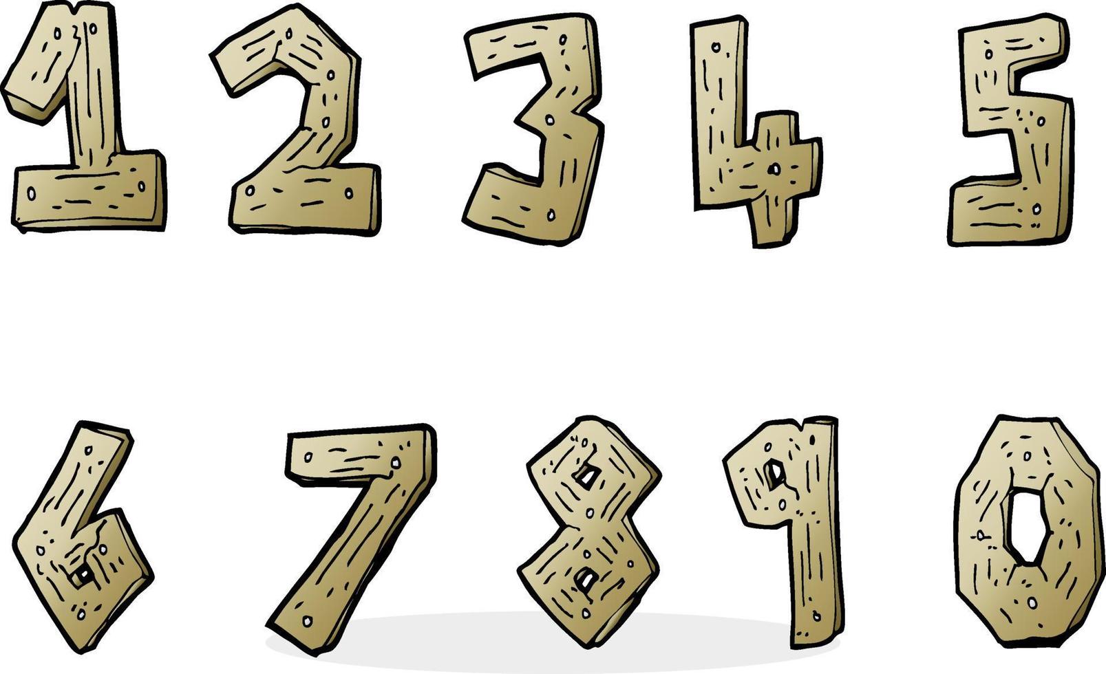 cartoon wooden numbers vector