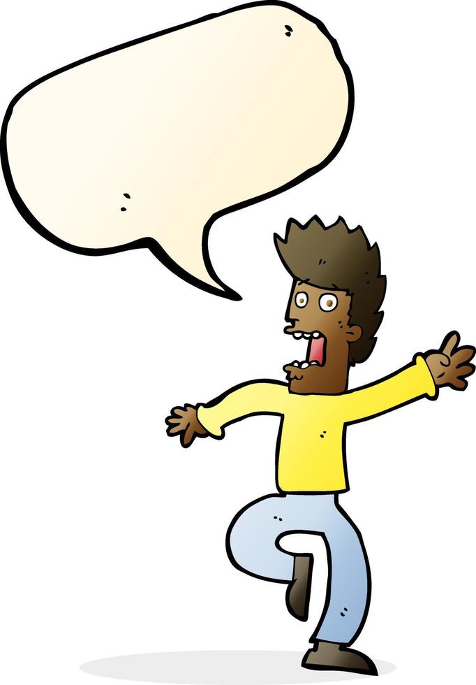 cartoon frightened man with speech bubble vector