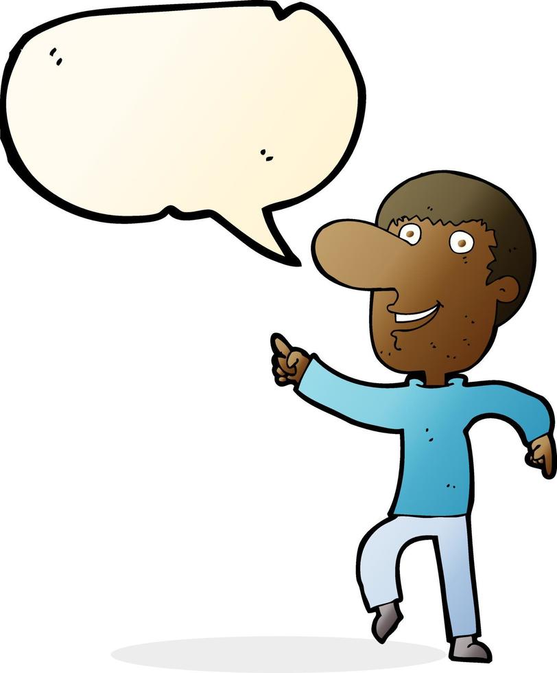 cartoon happy man dancing with speech bubble vector