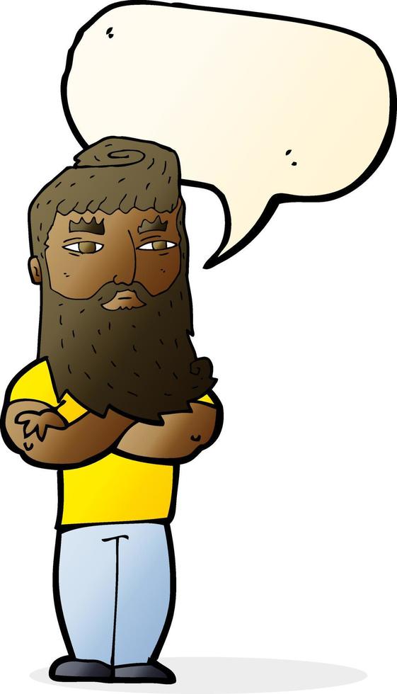 cartoon serious man with beard with speech bubble vector