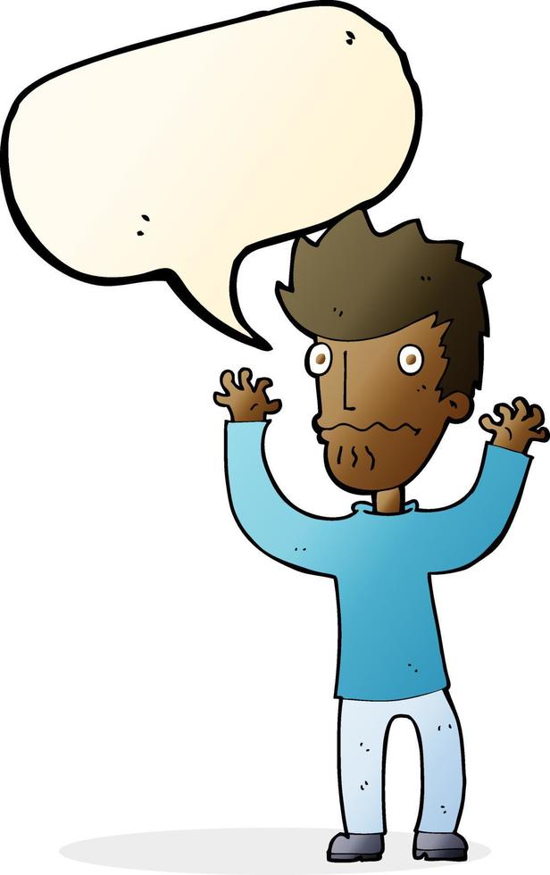 cartoon frightened man with speech bubble vector