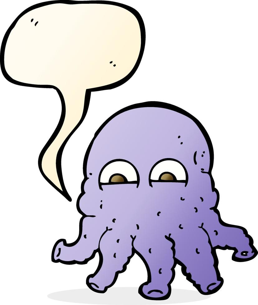 cartoon alien squid face with speech bubble vector