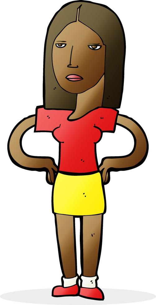 cartoon woman with hands on hips vector