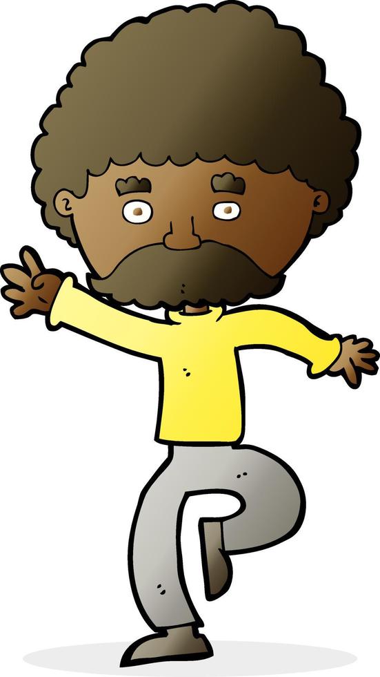 cartoon mustache man disco dancing vector