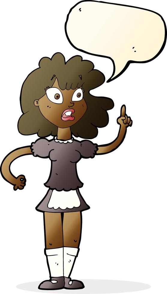 cartoon worried maid with speech bubble vector