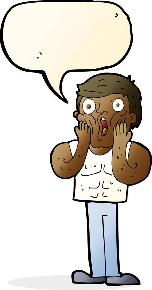 cartoon shocked gym man with speech bubble vector