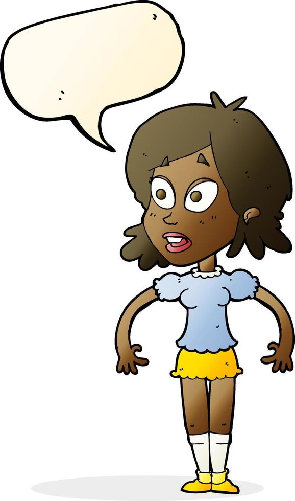 cartoon surprised woman with speech bubble vector
