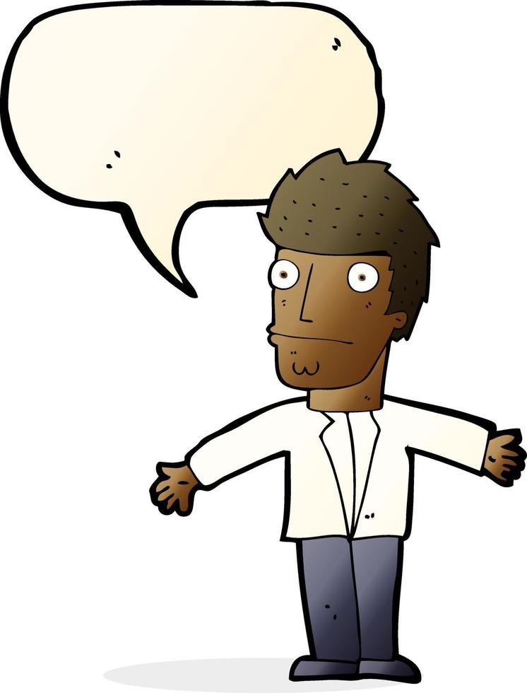 cartoon confused man with speech bubble vector