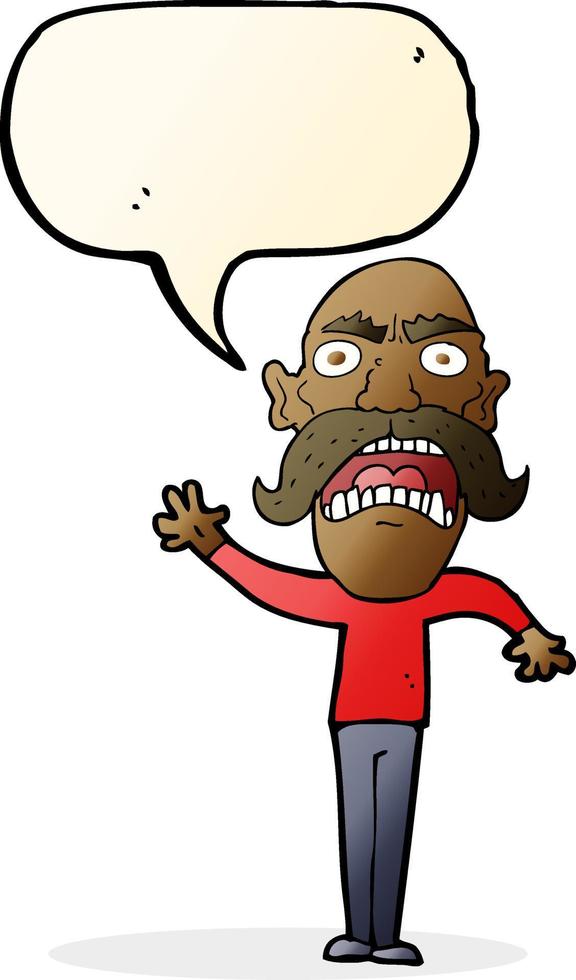 cartoon angry old man with speech bubble vector