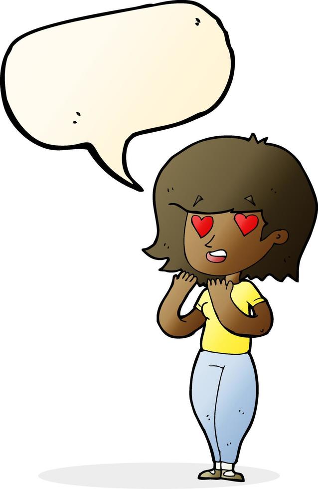 cartoon woman in love with speech bubble vector