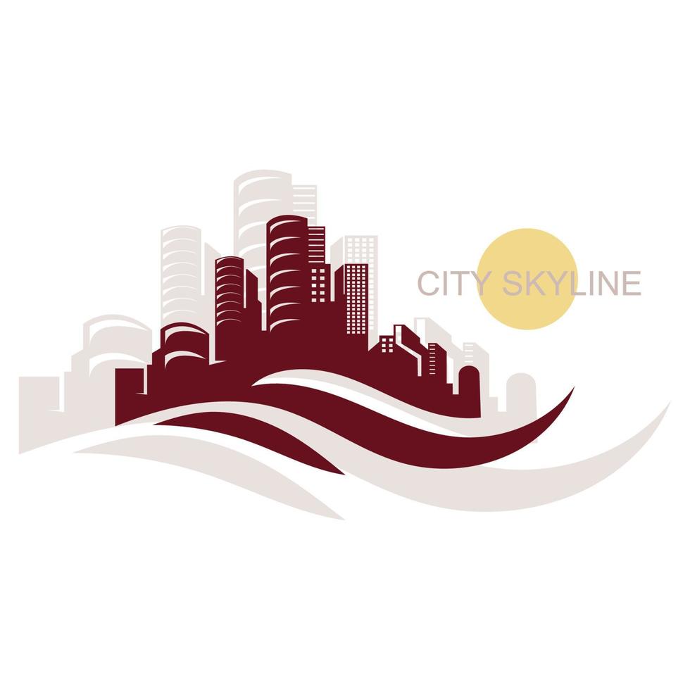 diseño de ilustración de horizonte de silueta de ciudad. ciudad paisaje panorama edificio vector