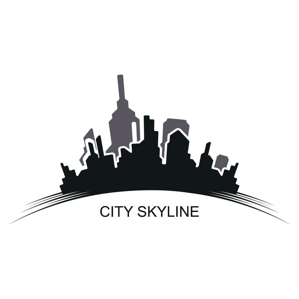 diseño de ilustración de horizonte de silueta de ciudad. ciudad paisaje panorama edificio vector
