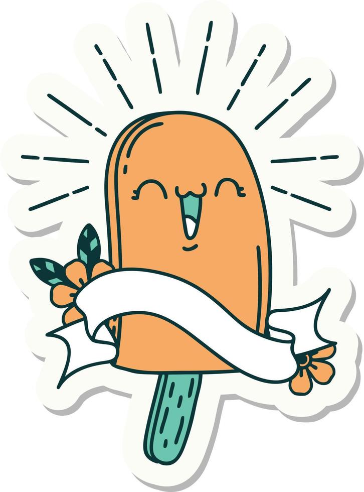 sticker of tattoo style ice lolly vector
