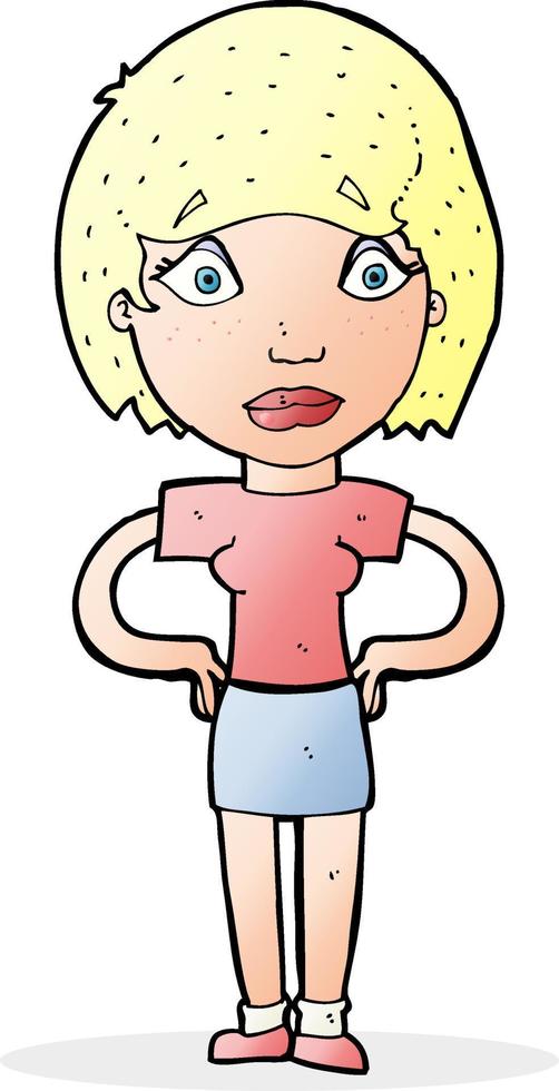 cartoon worried woman vector