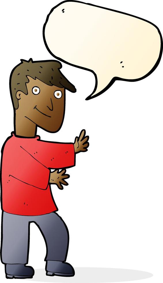 cartoon happy man with speech bubble vector