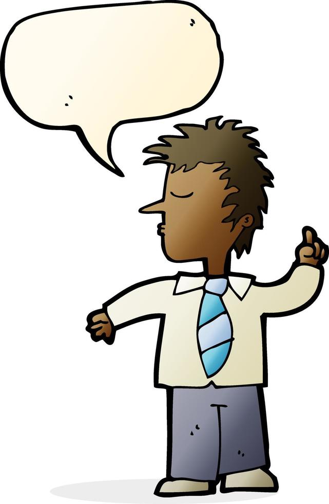 cartoon man making his point with speech bubble vector