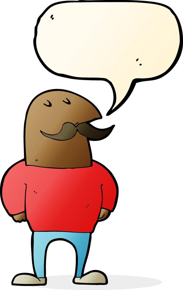 cartoon bald man with mustache with speech bubble vector