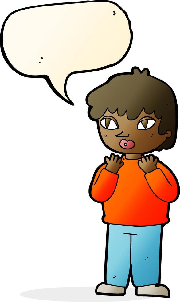 cartoon worried person with speech bubble vector