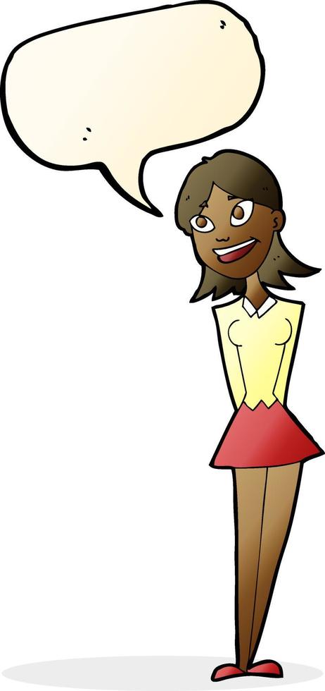 cartoon happy woman with speech bubble vector