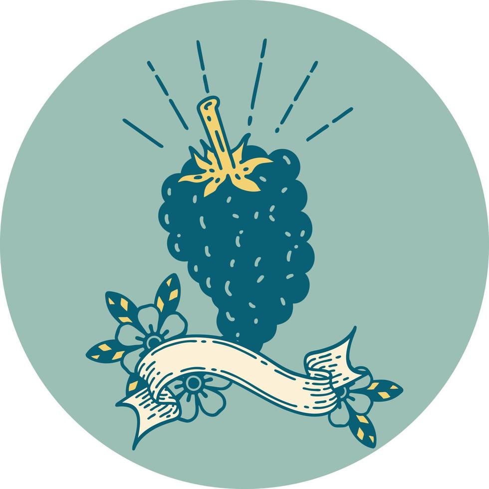 icono de estilo tatuaje racimo de uvas vector