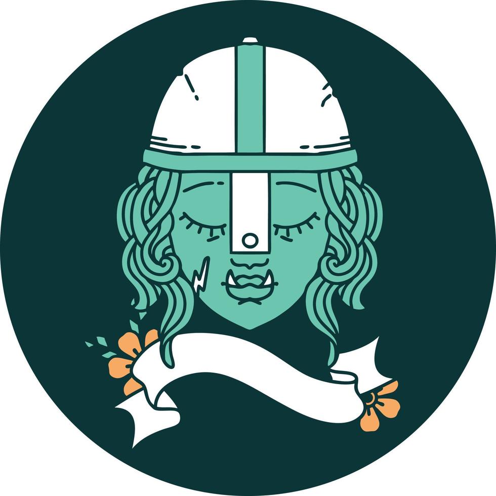 orc fighter character face icon vector