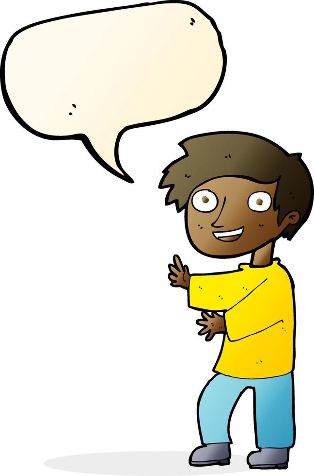 cartoon excited boy with speech bubble vector