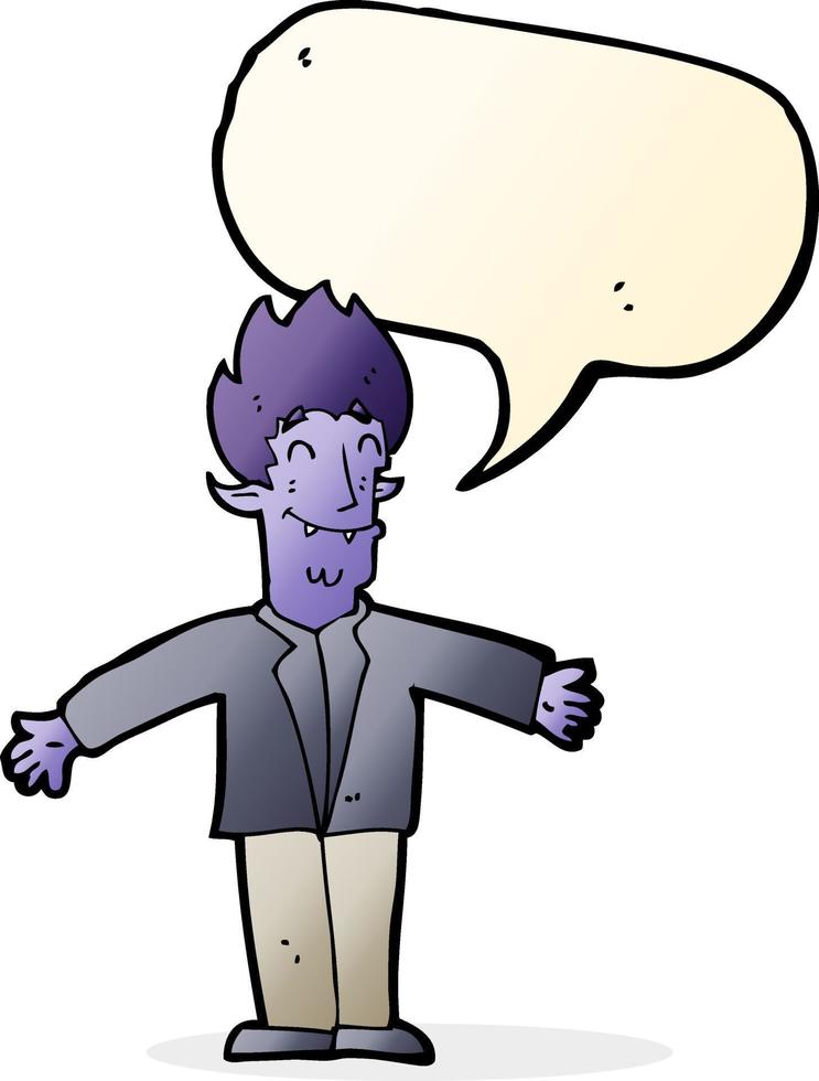 cartoon happy vampire with speech bubble vector