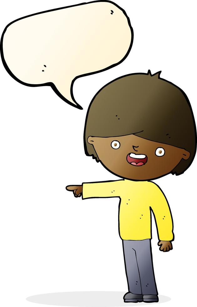 cartoon man pointing with speech bubble vector